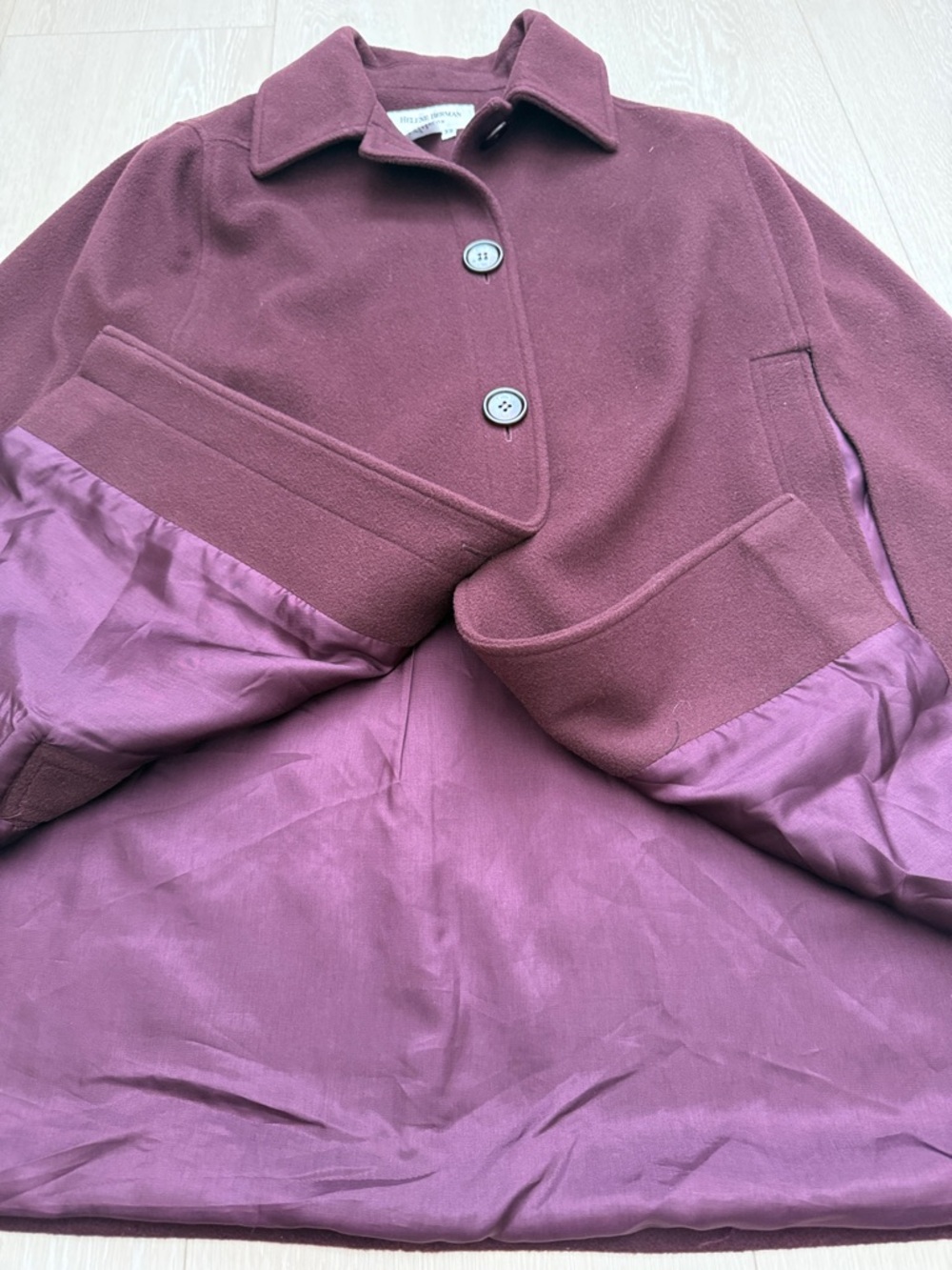 Helene Berman London Rich Burgundy Wool Cashmere Cape - Picture 7 of 8